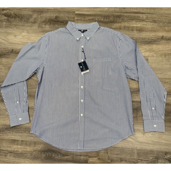 Chase Edward Golf Stripe Blue White Button Down Long Sleeve Men Shirt XL NWT - Picture 1 of 7